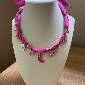Pink bandana charm necklace